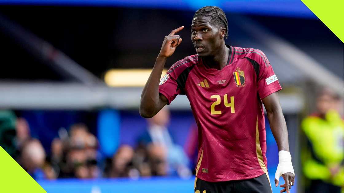 Amadou Onana playing for Belgium at Euro 2024.