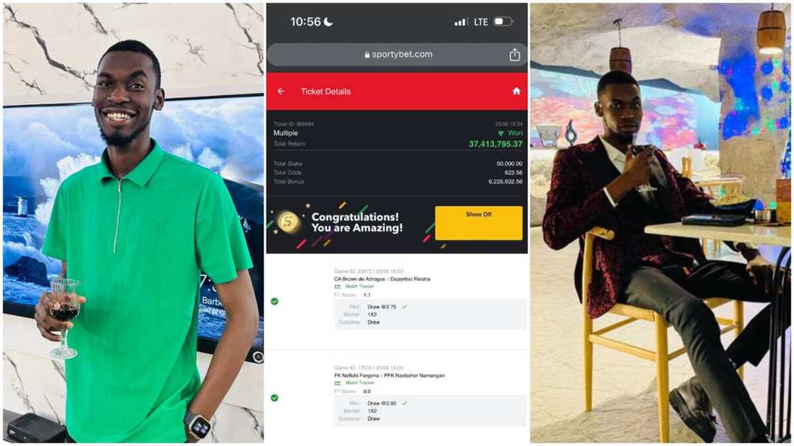 Ekiti Pikin's winnings/Man won from betting. Ekiti Pikin's winnings/Man won from betting.