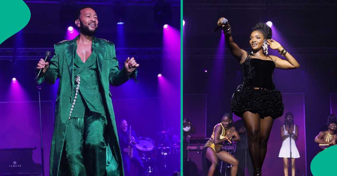 John Legend sings hit songs in Lagos. John Legend sings hit songs in Lagos.