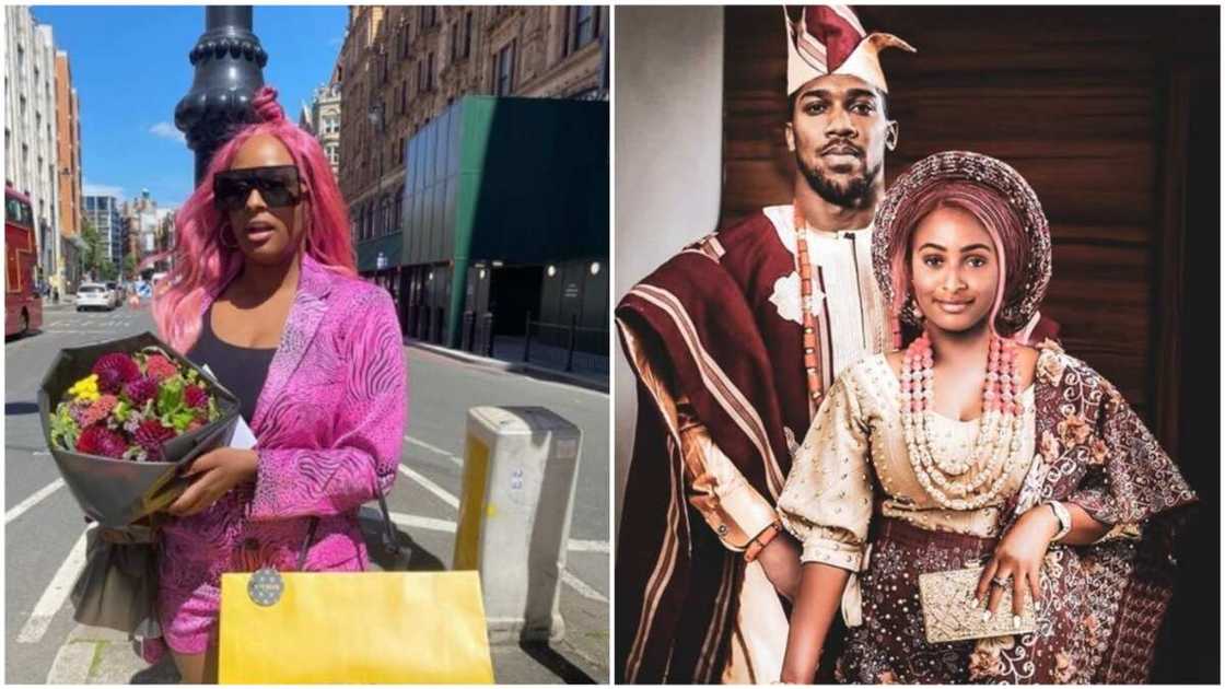 A collage showing DJ Cuppy and the photoshopped picture.
Photos sources: Twitter/Instagram/DJ Cuppy