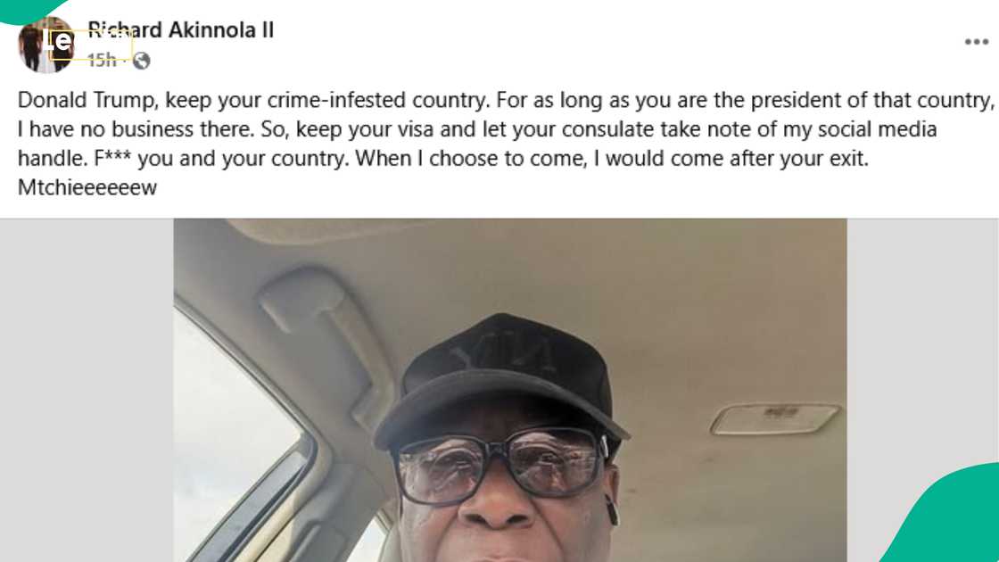 Nigerian man angrily blasts Donald Trump, vows never to enter US till the completion of his tenure