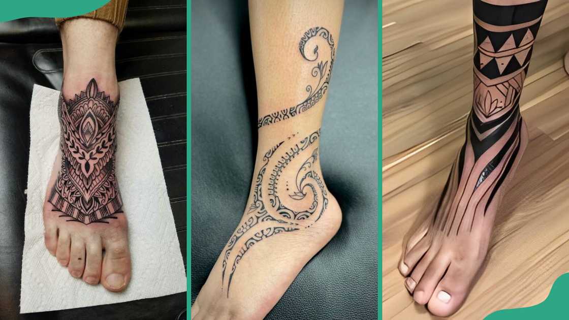 Mandala (L), tribal (C) and geometric (R) tattoos Mandala (L), tribal (C) and geometric (R) tattoos