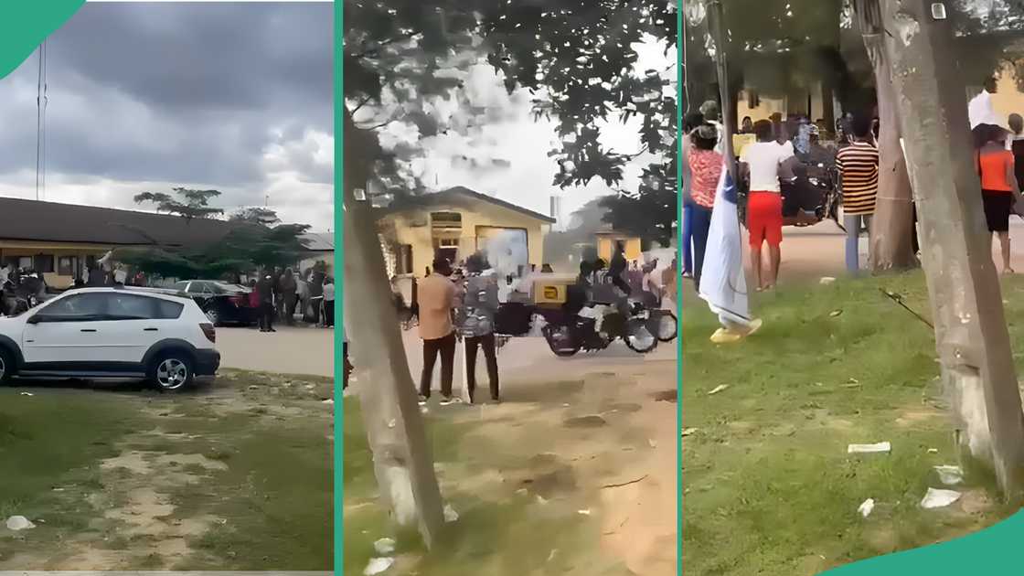 Dispatch riders enters university to celebrate graduating student. Dispatch riders enters university to celebrate graduating student.