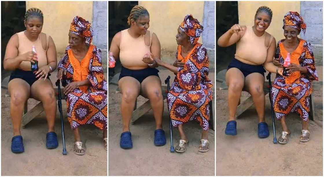 Photos of an old woman and her grand daughter. Photos of an old woman and her grand daughter.