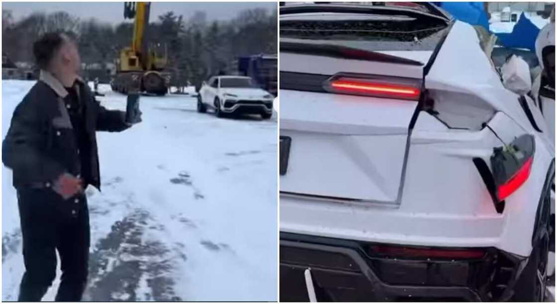 Man destroys his Lamborghini Urus. Man destroys his Lamborghini Urus.