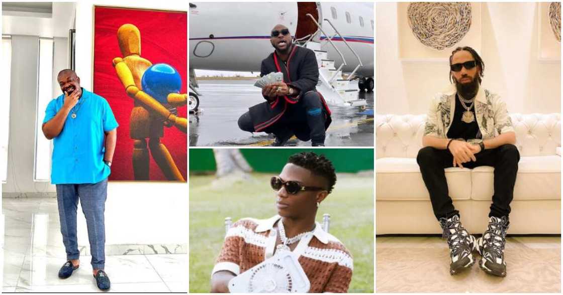 Photos of Don Jazzy, Davido, Wizkid and Phyno.