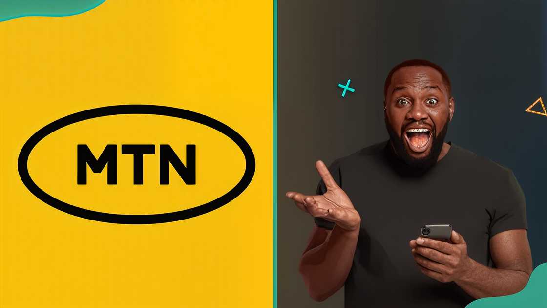MTN logo and a customer using a smartphone MTN logo and a customer using a smartphone