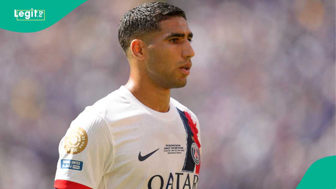 Achraf Hakimi, Paris Saint-Germain, Chelsea, MetLife Stadium, East Rutherford, New Jersey, USA, FIFA Club World Cup. Achraf Hakimi, Paris Saint-Germain, Chelsea, MetLife Stadium, East Rutherford, New Jersey, USA, FIFA Club World Cup.