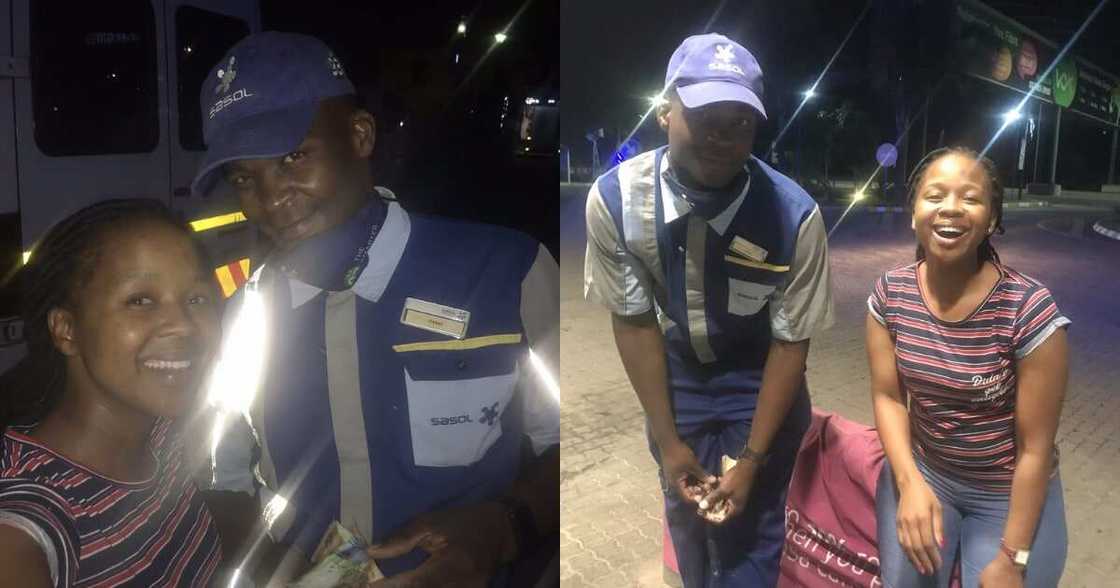 Kind Petrol Attendant Gets Huge Praises on Social Media for Making Young Lady's Day Kind Petrol Attendant Gets Huge Praises on Social Media for Making Young Lady's Day
