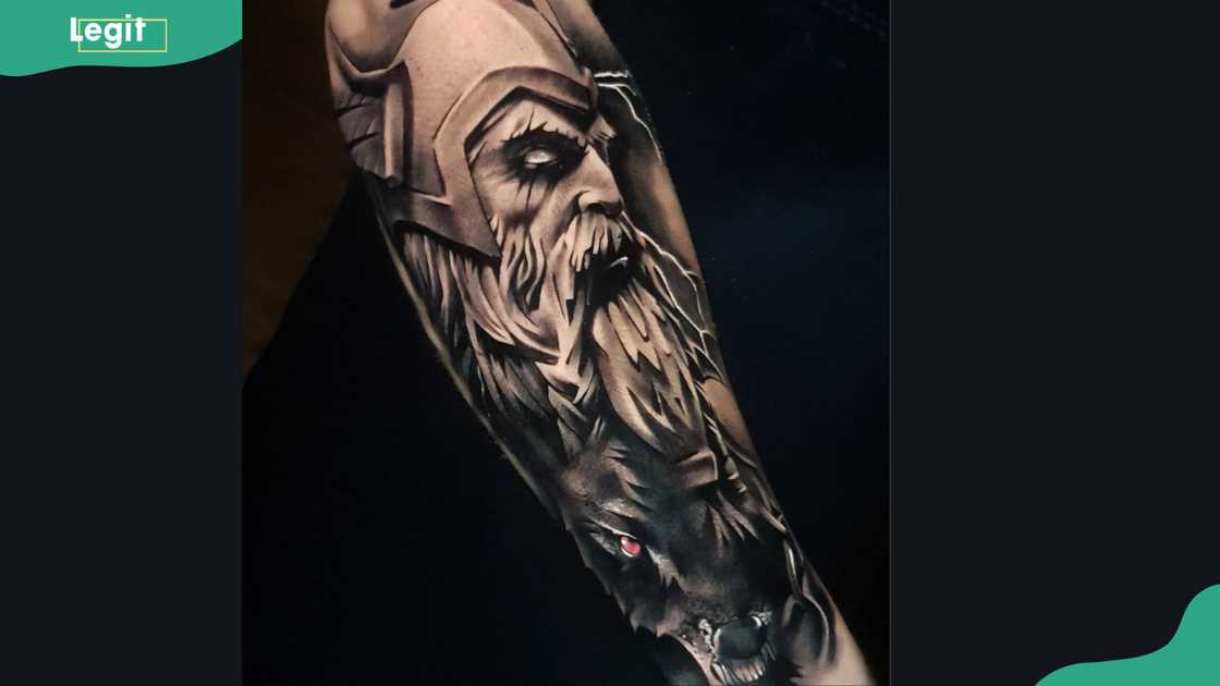 Odin and Fenrir tattoo