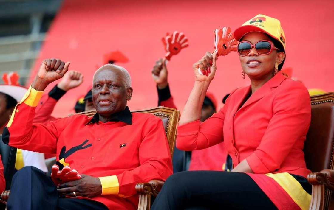 Ex-President Jose Eduardo dos Santos flanked by his second wife Ana Paula during his heyday in 2012