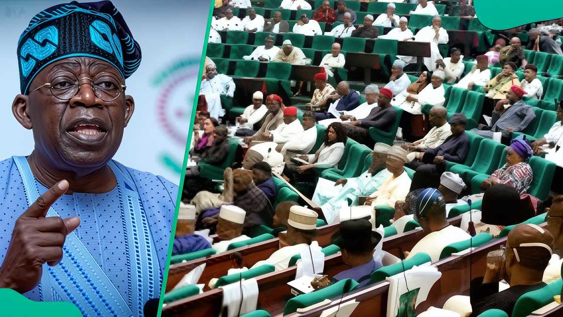 Nigerian president Tinubu and law makers in parliament.