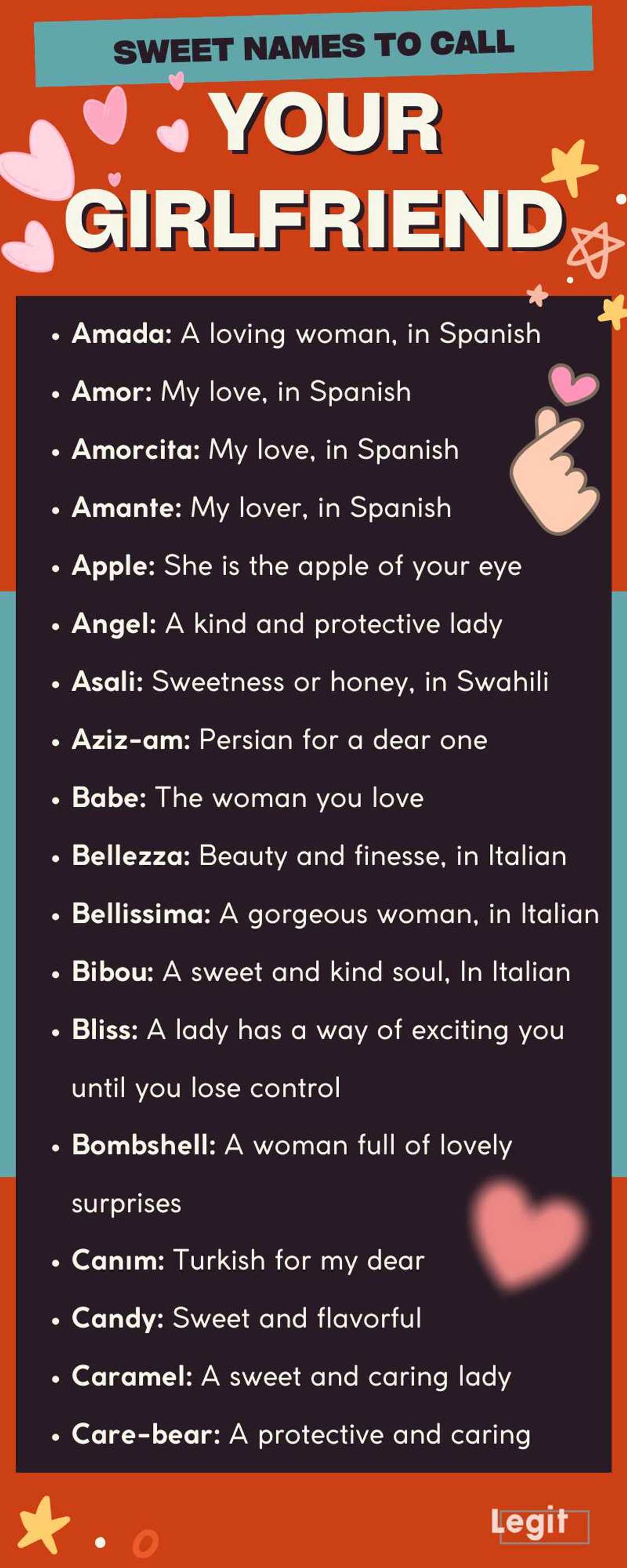 Sweet names to call your girlfriend Sweet names to call your girlfriend