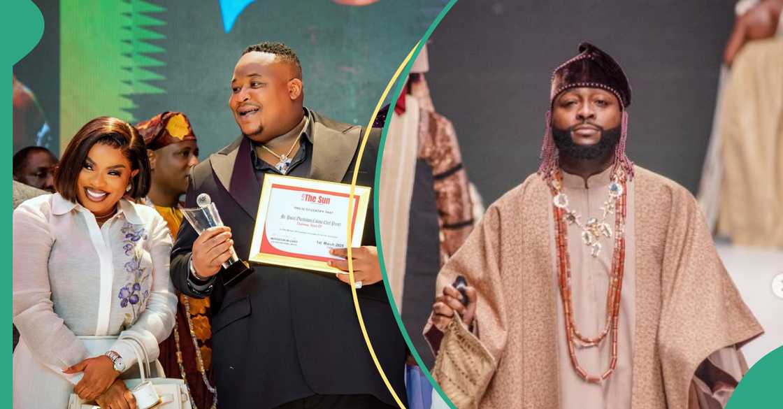 Cubana Chiefpriest wins award, reacts Davido