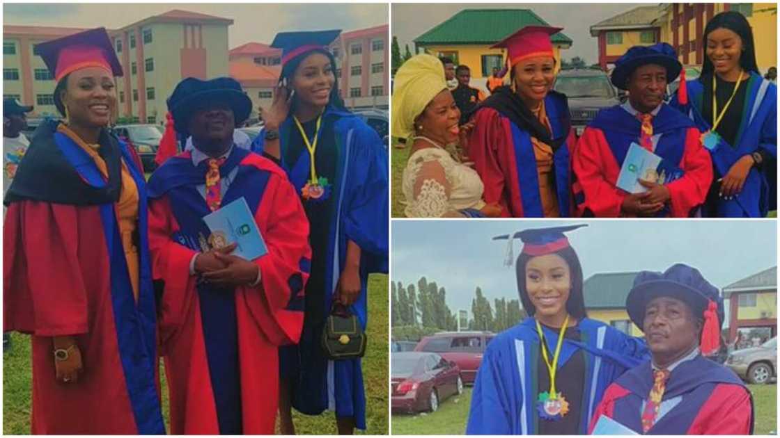 Father graduates the same day as his 2 daughters, many react Father graduates the same day as his 2 daughters, many react