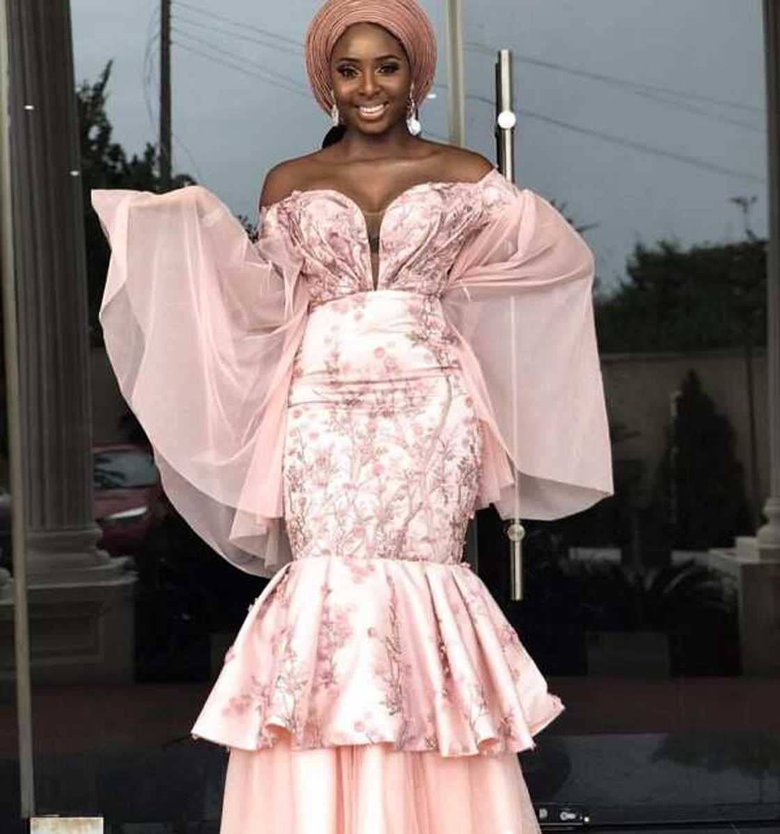 Bella Naija fashion dress with chiffon sleeves Bella Naija fashion dress with chiffon sleeves