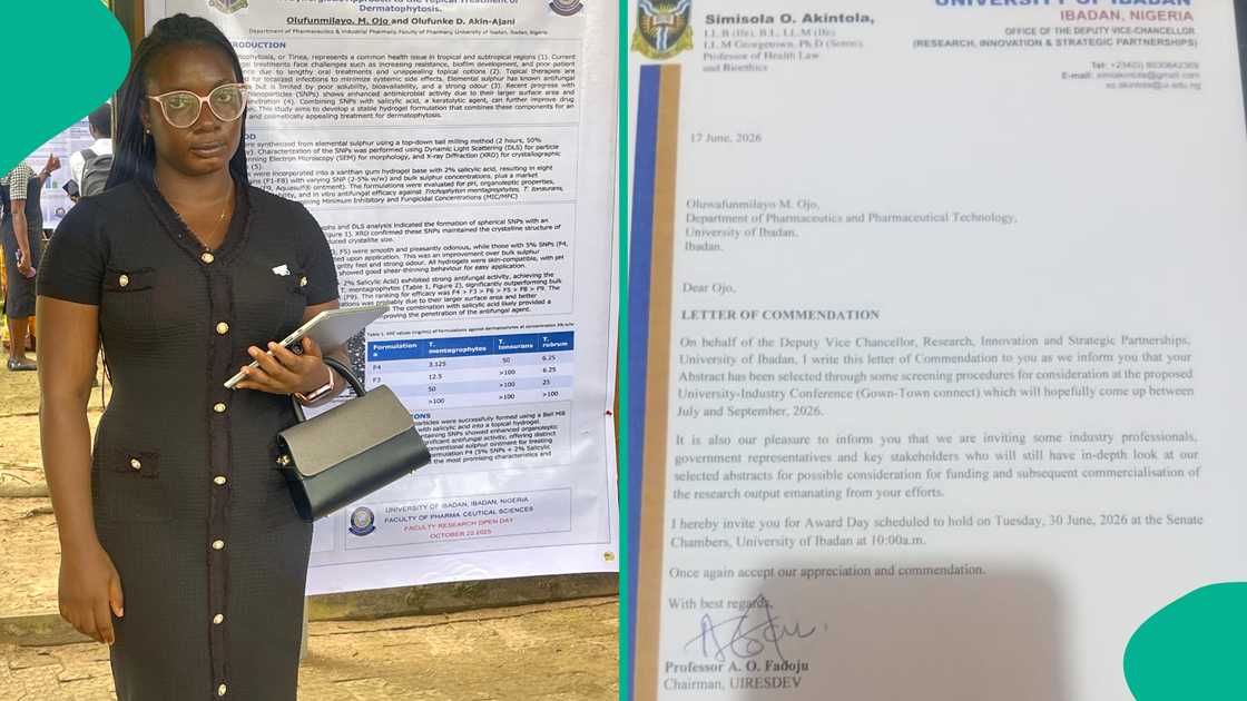 Pharmacist thrilled as she receives letter of commendation from University of Ibadan, displays it on social media
