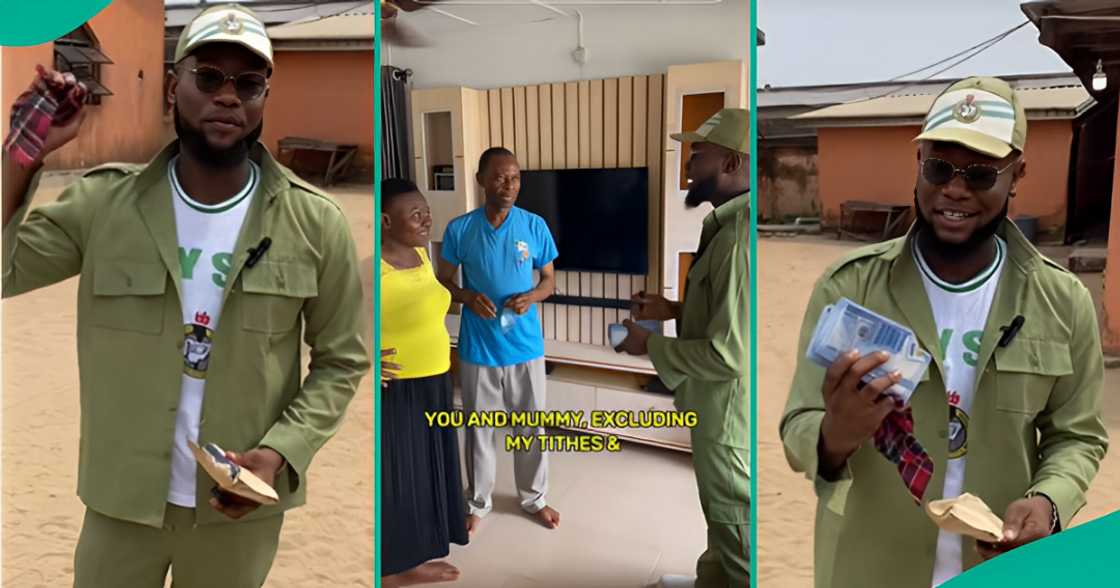 NYSC member who saved his12 months allowance gifts parents the money