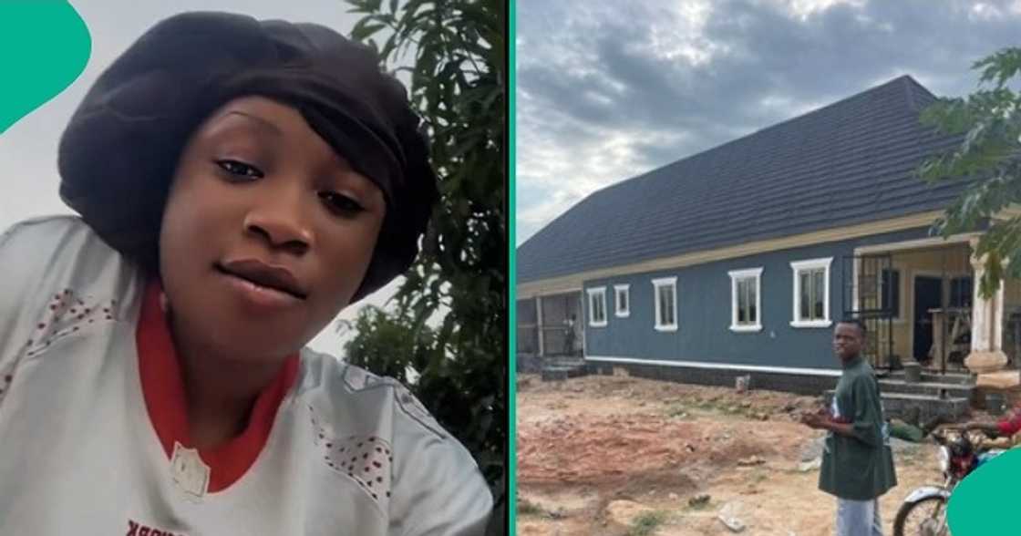 Lady rejoices aft  her antheral   built bungalow successful  2  months.