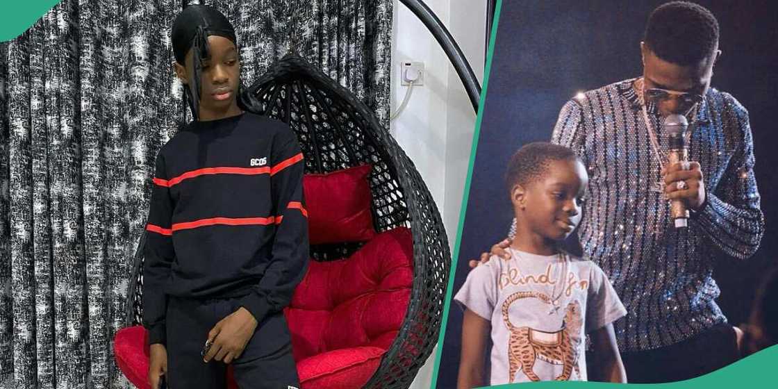 Wizkid's son Bolu impresses with rap video.