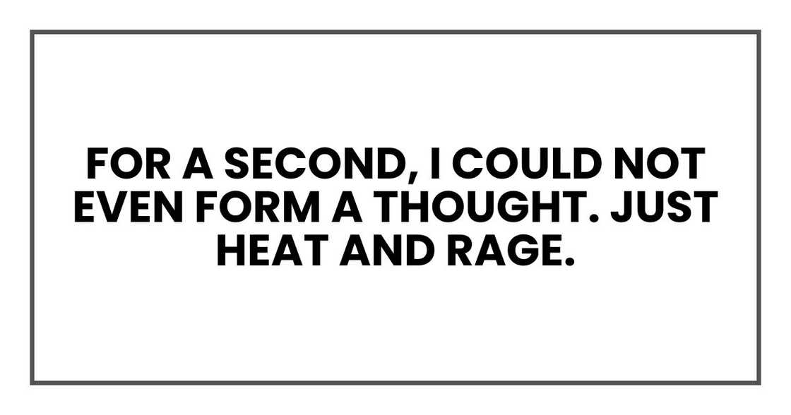 For a second, I could not even form a thought. Just heat and rage.
