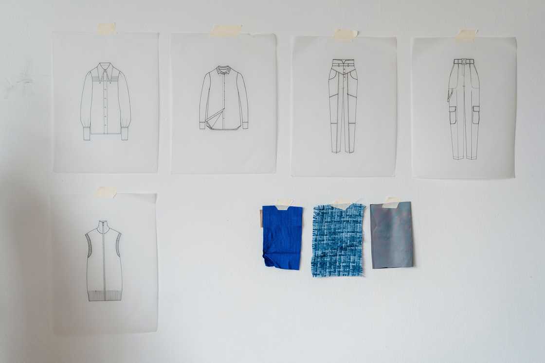 Sketches of clothes on a wall Sketches of clothes on a wall