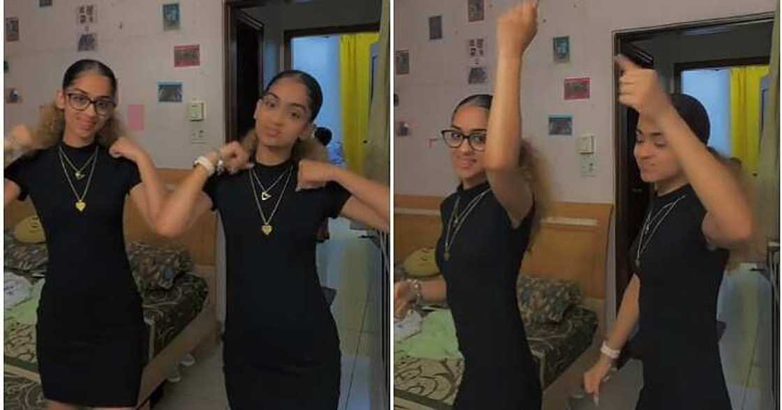 Twin sisters dance, whine waists Twin sisters dance, whine waists