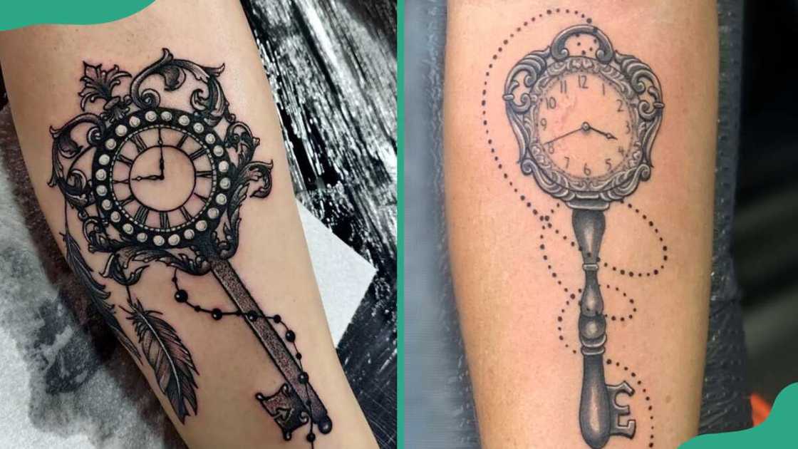 Keyhole and key clock tattoos Keyhole and key clock tattoos