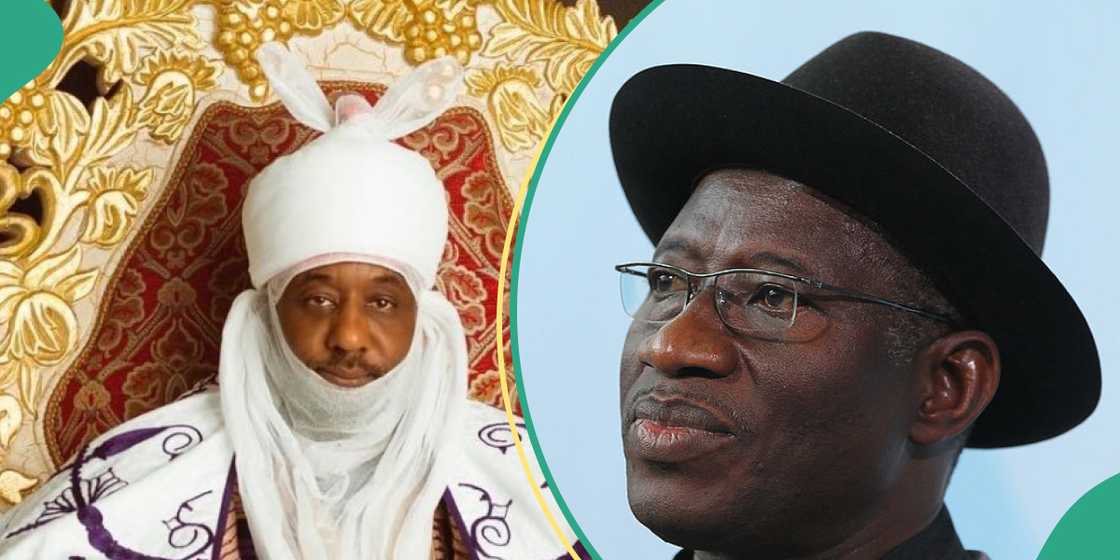 Former Nigerian President: Goodluck Jonathan and Emir of Kano state, Mohammadu Sanusi, argue on sack of former CBN governor Former Nigerian President: Goodluck Jonathan and Emir of Kano state, Mohammadu Sanusi, argue on sack of former CBN governor