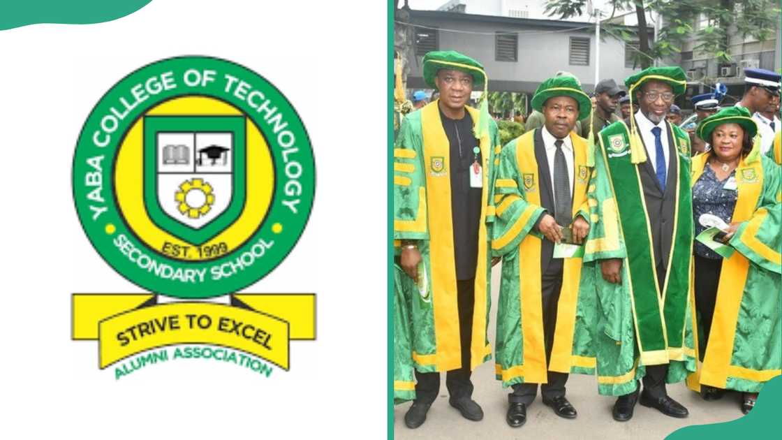 YABATECH logo and students' graduates. YABATECH logo and students' graduates.