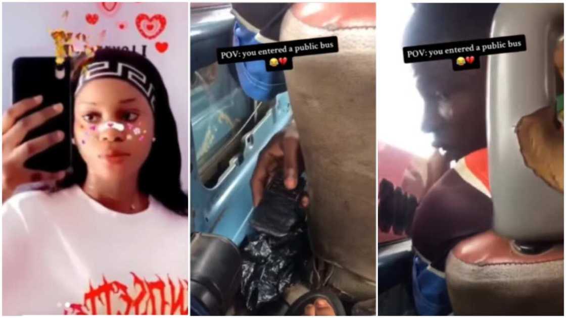 Toasting lady in public/Man and lady on bus. Toasting lady in public/Man and lady on bus.