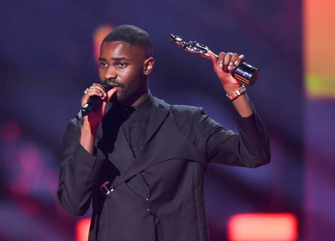 Dave accepts the Best Hip Hop/Grime/Rap Act award at The BRIT Awards 2022 at The O2 Arena