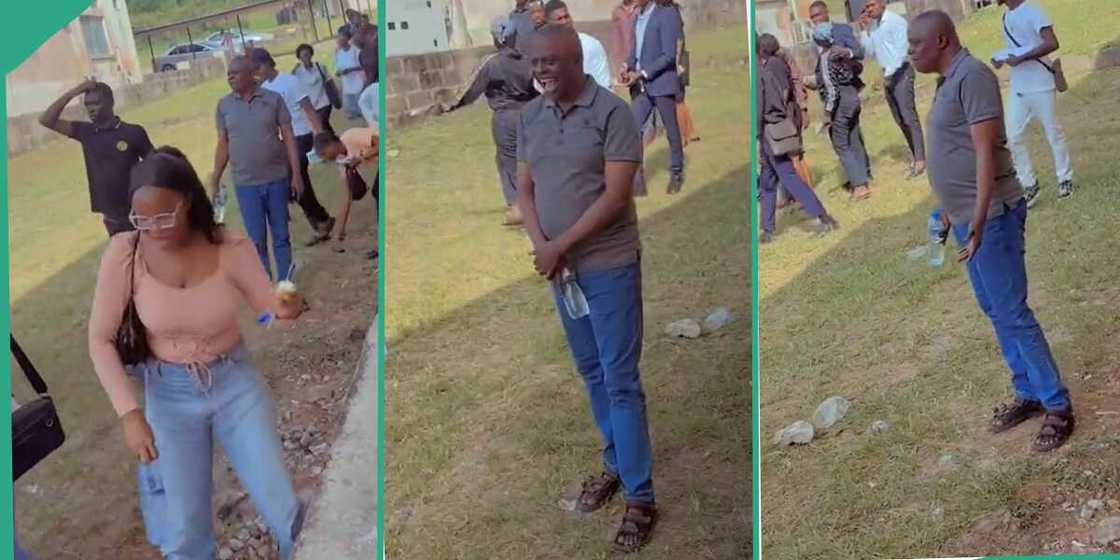 Group of students prank their lecturer. Group of students prank their lecturer.
