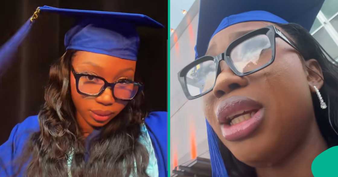 Lady sheds bitter tears as nobody shows up for her graduation.