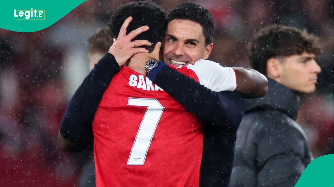 Bukayo Saka, Mikel Arteta, Arsenal, UEFA Champions League, Emirates Stadium.