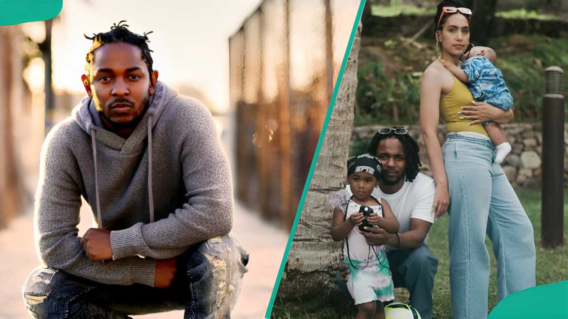 Kendrick poses for a photo with his family Kendrick poses for a photo with his family