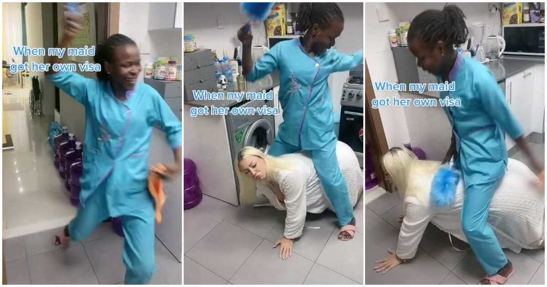 Housemaid rides Oyinbo madam, like a horse, visa, maid celebrates Housemaid rides Oyinbo madam, like a horse, visa, maid celebrates