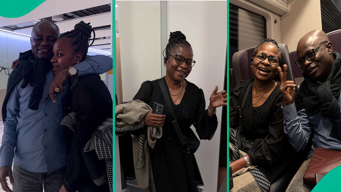 A Nigerian man reunites with his wife in the UK after 19 years of staying apart.