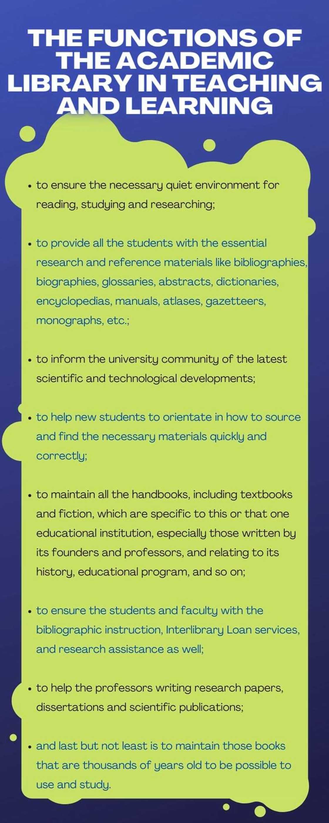 Top functions of academic library Top functions of academic library