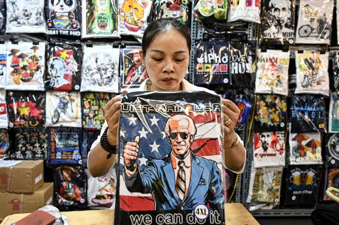 A souvenir shop in Hanoi stocks T-shirts for US President Joe Biden's visit A souvenir shop in Hanoi stocks T-shirts for US President Joe Biden's visit