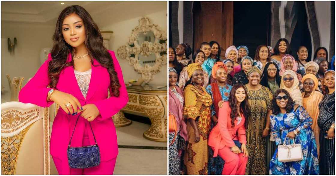 Regina Daniels attends Senators' Wives Association meeting, photos trend. Regina Daniels attends Senators' Wives Association meeting, photos trend.