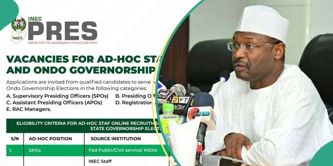 INEC has announced vacancies for ad-hoc staff for the September and November governorship elections in Edo and Ondo state.