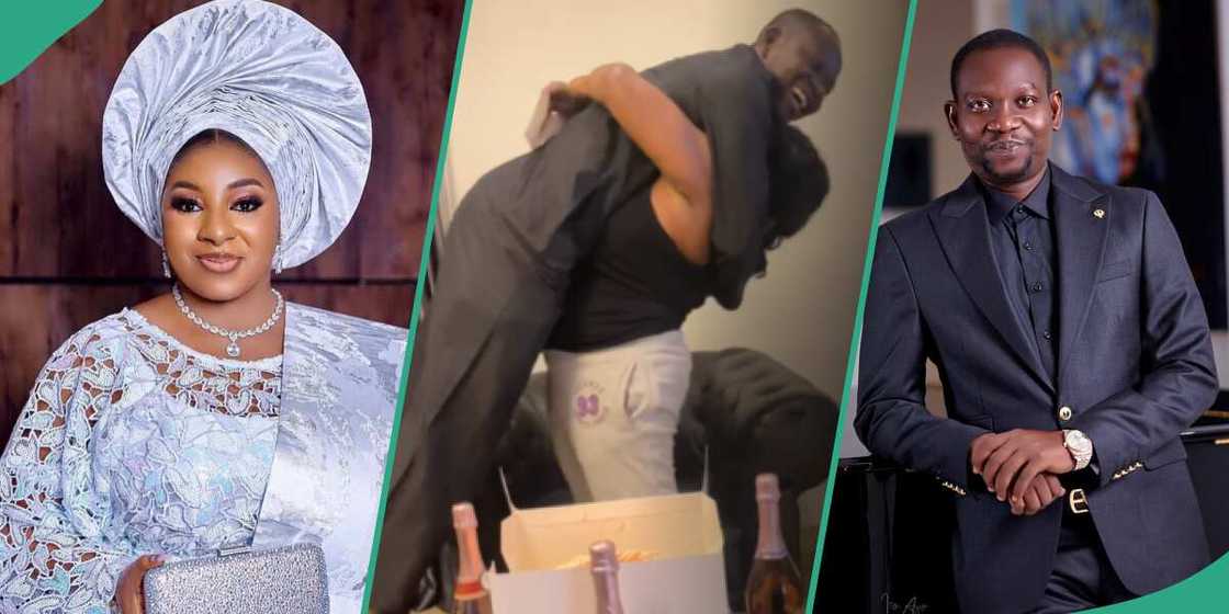 Video of Mide Martins throwing her hubby in the air trends. Video of Mide Martins throwing her hubby in the air trends.