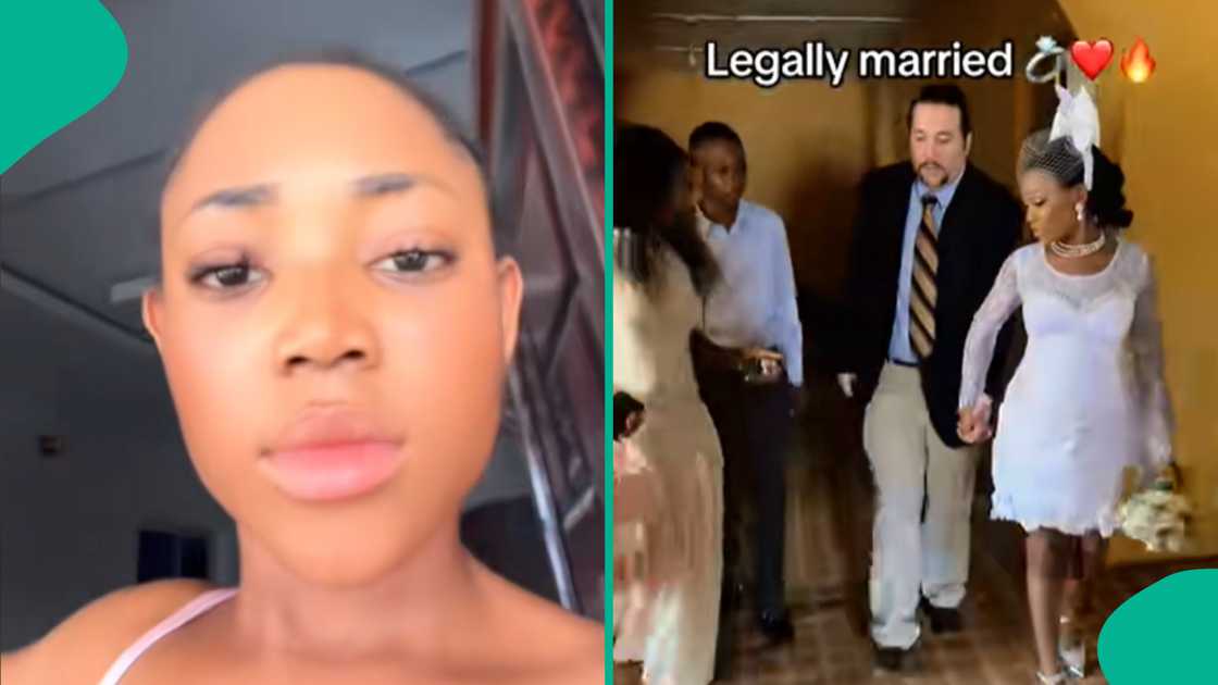 Nigerian lady and her Oyinbo husband on the day of their wedding. Nigerian lady and her Oyinbo husband on the day of their wedding.