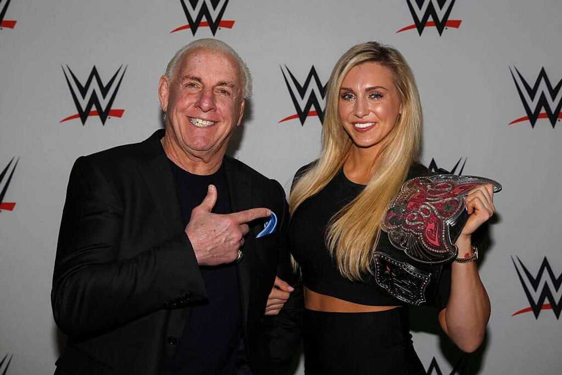 Ric Flair and his daughter, Charlotte at an event in Germany
