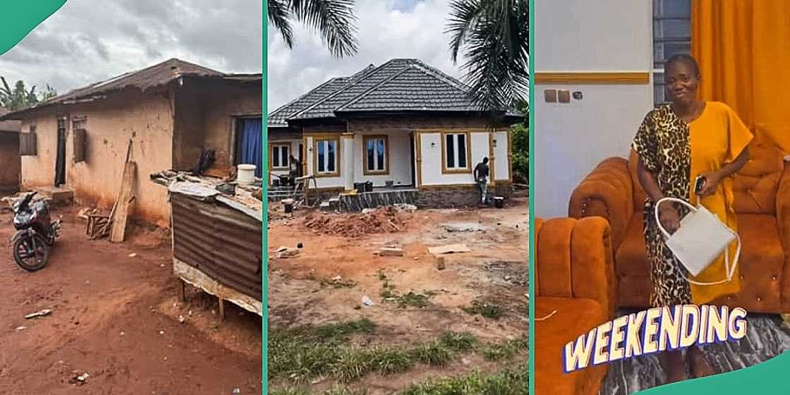 Man celebrates building house for mum