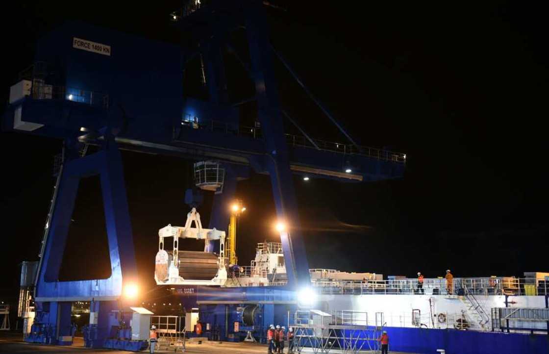 The nuclear shipment arrived at the French port of Cherbourg early Wednesday The nuclear shipment arrived at the French port of Cherbourg early Wednesday