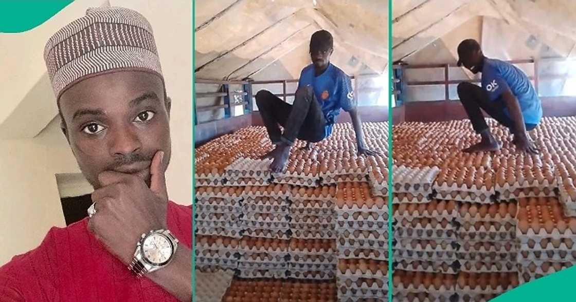 Man trends online after walking on eggs Man trends online after walking on eggs