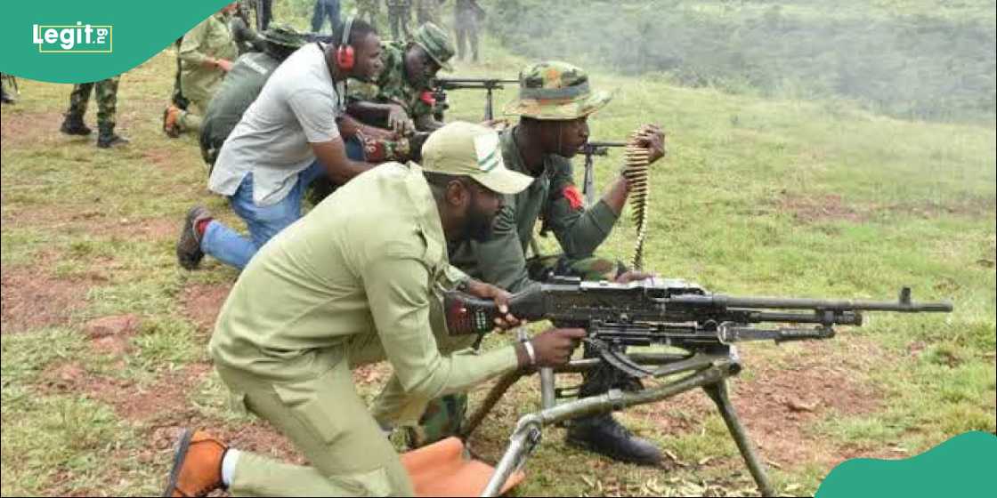 Corp members being trained by soldiers. Corp members being trained by soldiers.