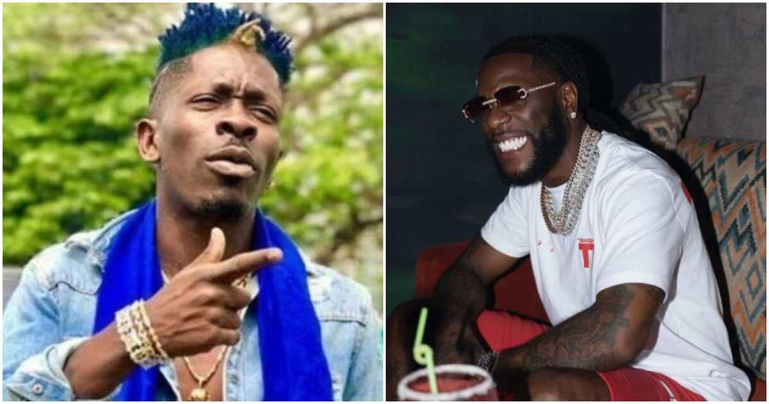 Photos of singers Burna Boy and Shatta Wale Photos of singers Burna Boy and Shatta Wale